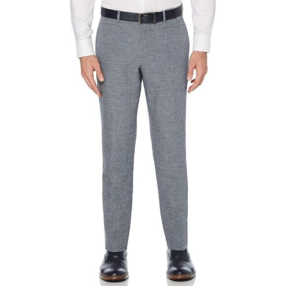 NEW NWT Perry Ellis Men's Slim Fit Heathered Linen Suit Pant in Bijou Blue 32x32